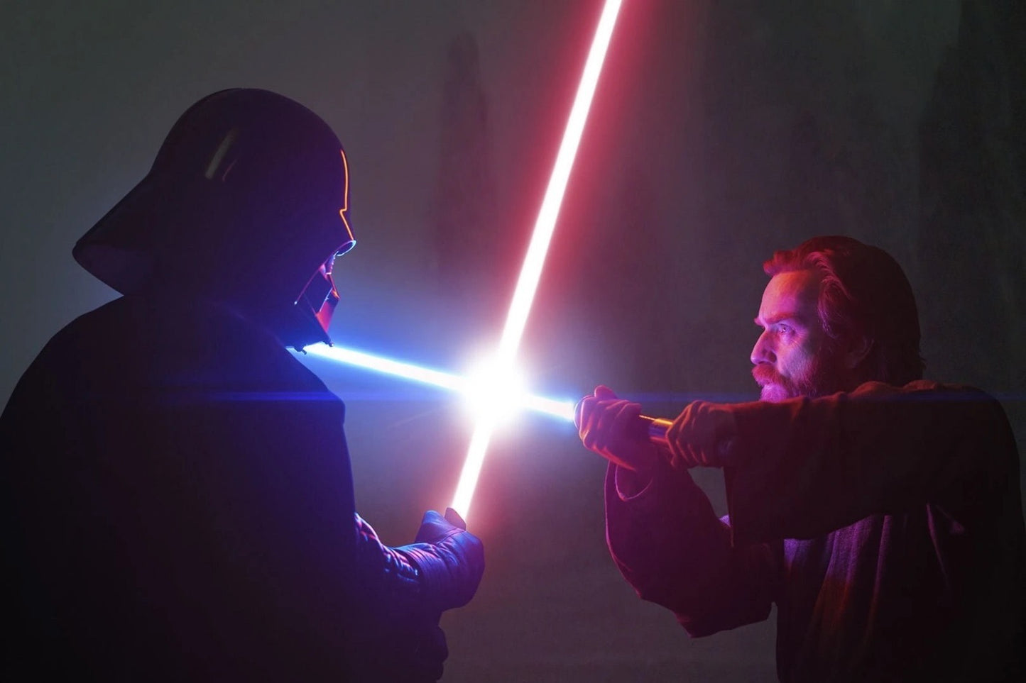 Obi-Wan Kenobi vs Darth Vader Fight Neon (Red & Blue LED)